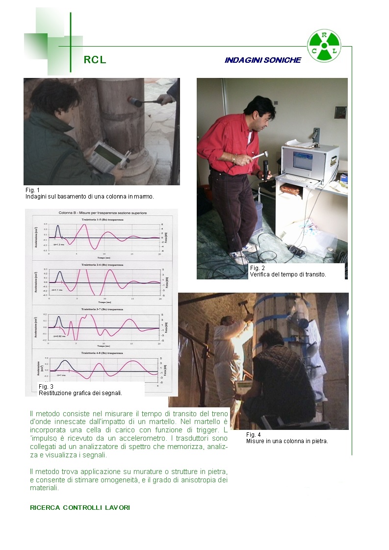 RCL Ricerca Controlli Lavori nel settore Monumentale e dei Beni Culturali: Indagini soniche
