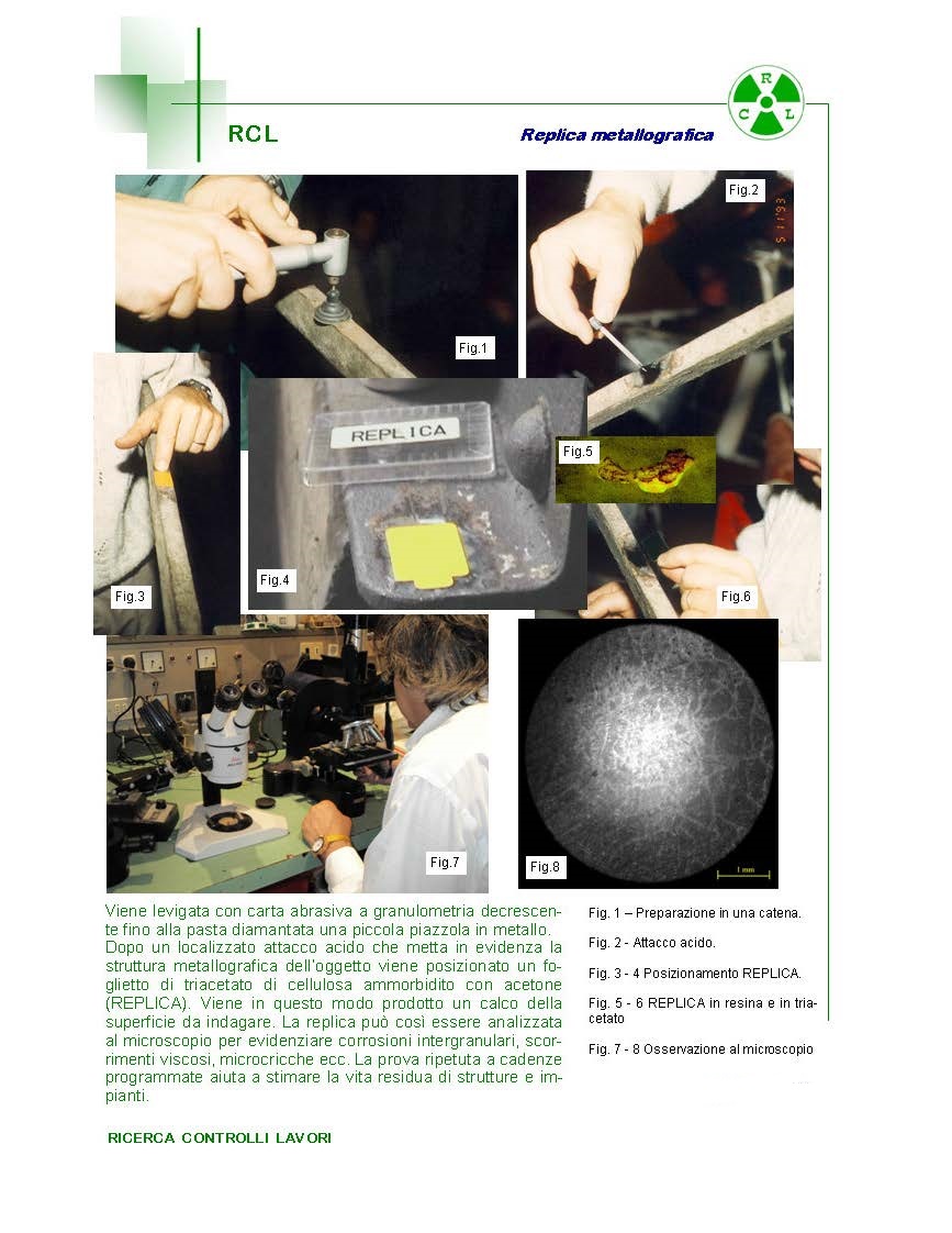 RCL Ricerca Controlli Lavori nel settore industriale: Replica metallografica